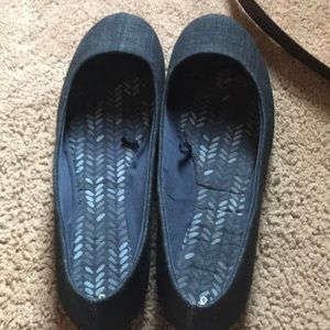 blue slip-on flats